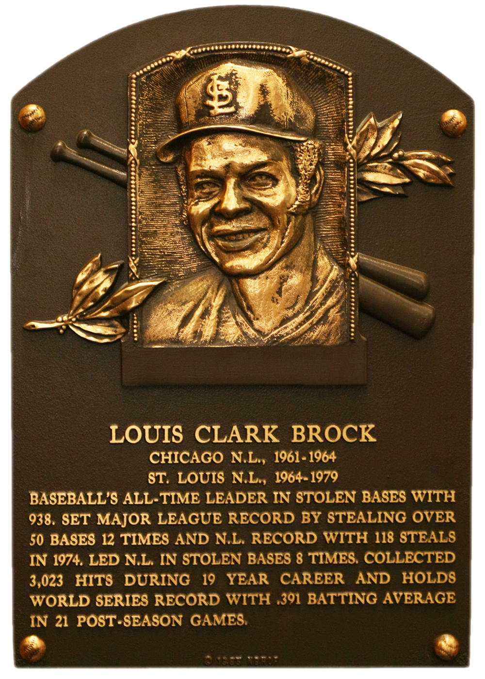 Lou Brock metal plaque HOF 1986 psa newest 10